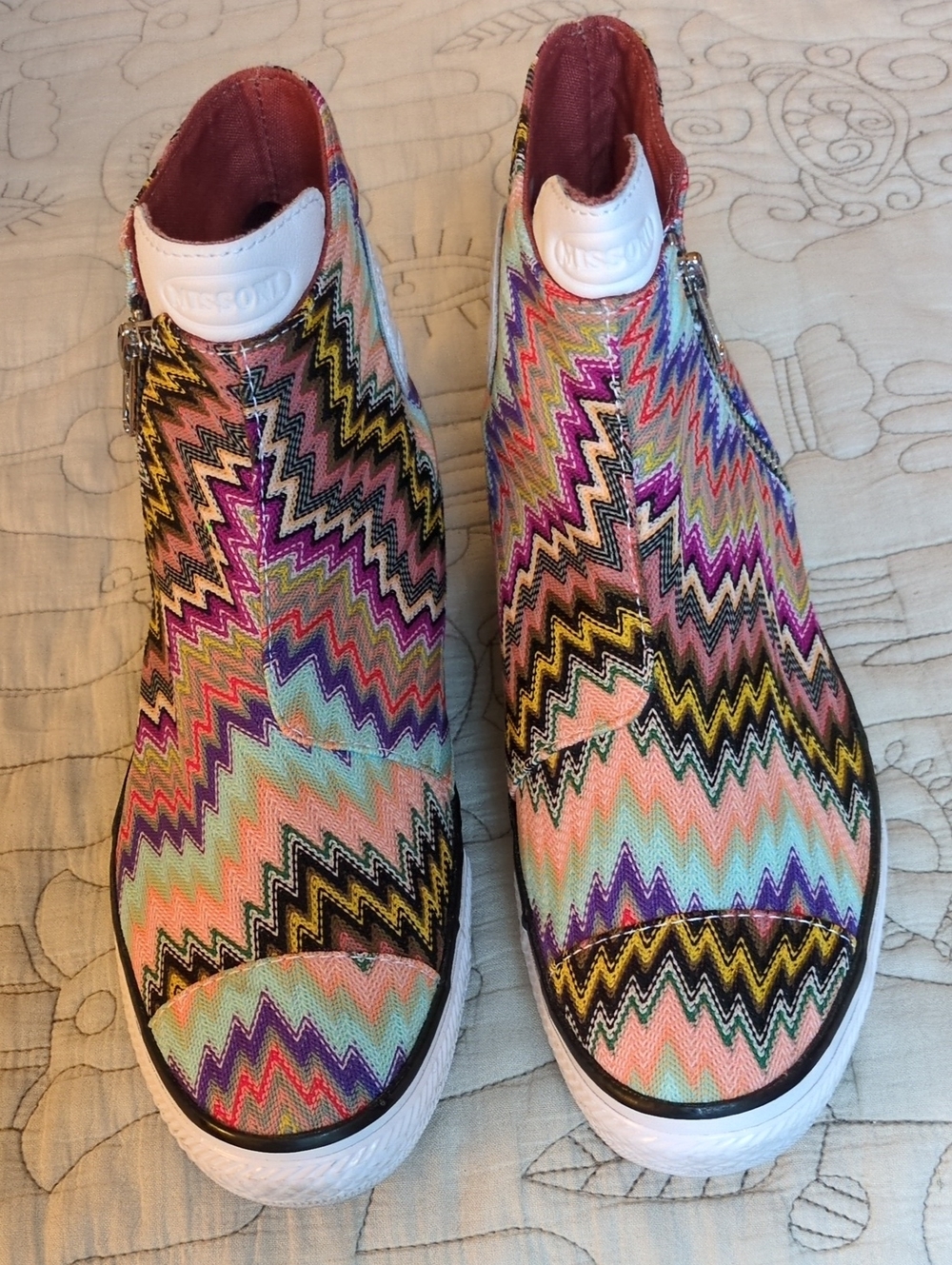 Converse x Missoni Multicolor Zigzag Side Zipper Sneakers